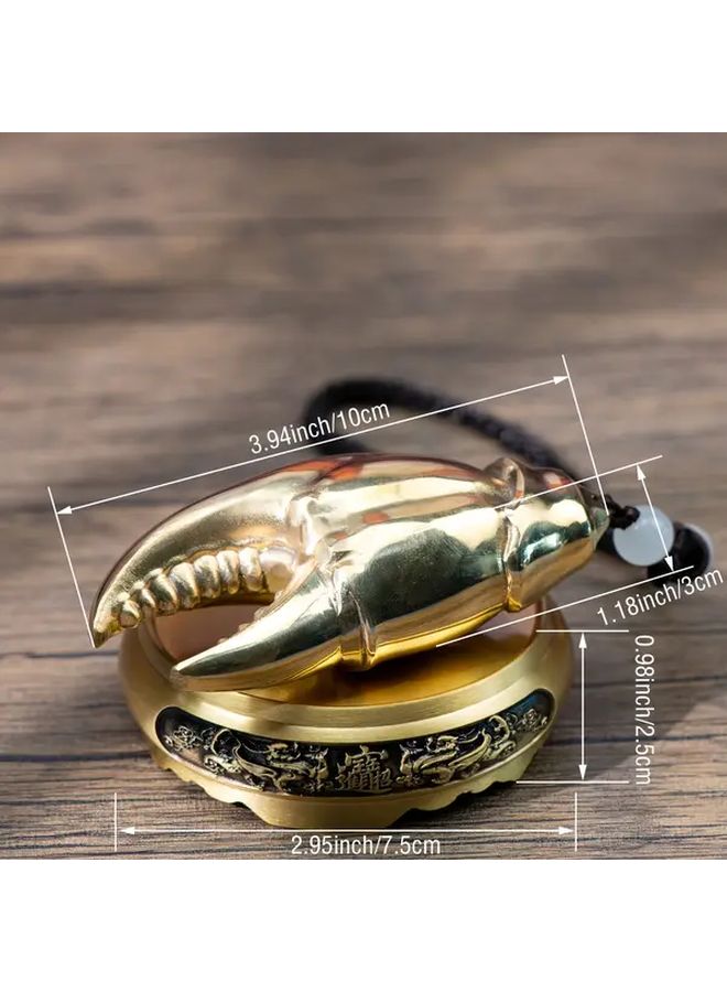 Brass Crab Claws Shape Fortune Attracting Handle Ornaments With Pliers In Hand And Velvet Bag - Image 2